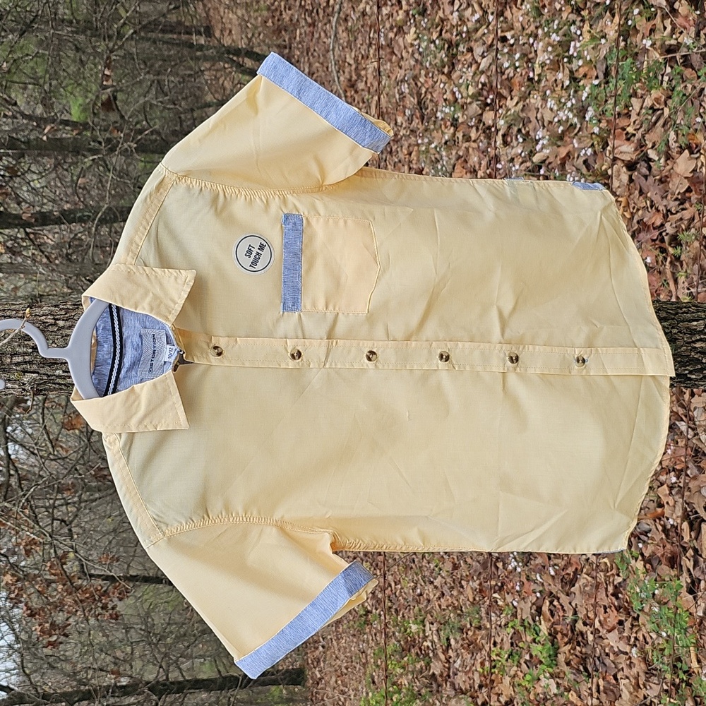 Distortion Boys 10/12 Yellow Short Sleeve Button Front Shirt with Pocket New